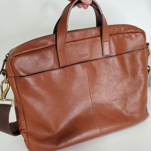 Fossil Brown Leather Messenger Laptop Bag